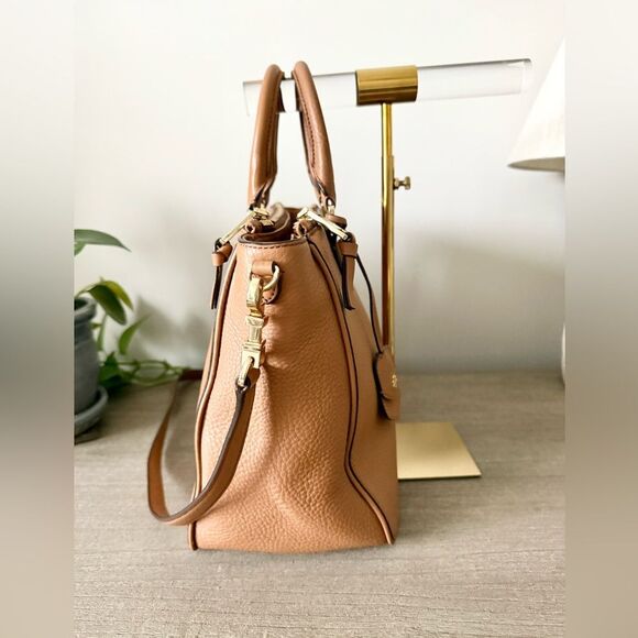 Tory Burch Robinson Pebbled Leather Square Tote in Tigers Eye (Tan) - EUC - Picture 5 of 11